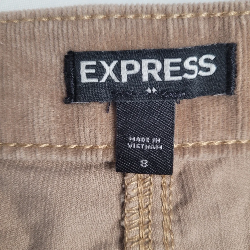 Express Tan Brown Corduroy Button Front Mini Skirt Size 8